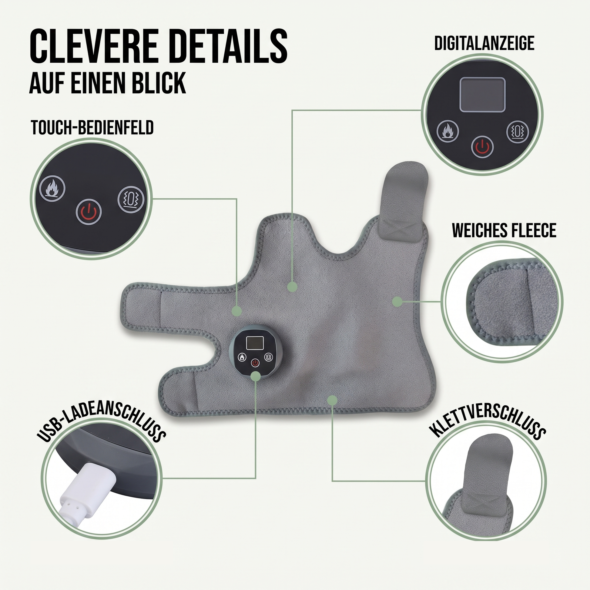 Massagegerät mit Wärme - Wärme & Vibration für Gelenke - Fußgelenk, Knie & Ellenbogen - Clevere Details