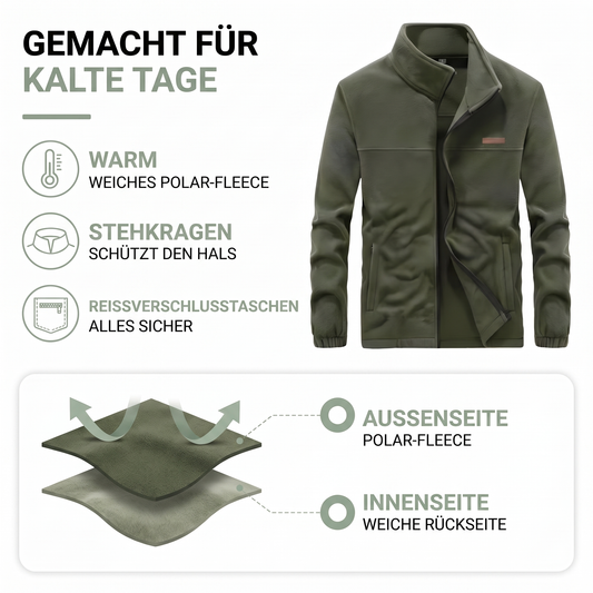Fleecejacke Herren - Stehkragen - warme Outdoor-Jacke