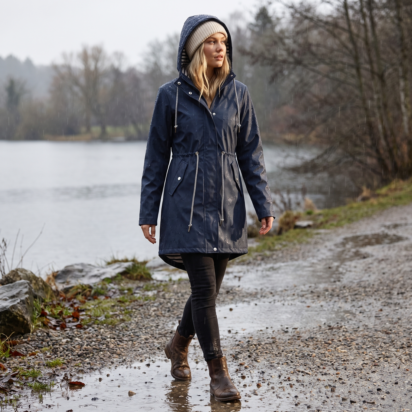 Regenmantel Damen Lang - Lifestyle im Regen