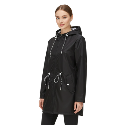 Regenjacke Damen mit Taillenzug - Übergangsjacke mit Kapuze, bis 5XL