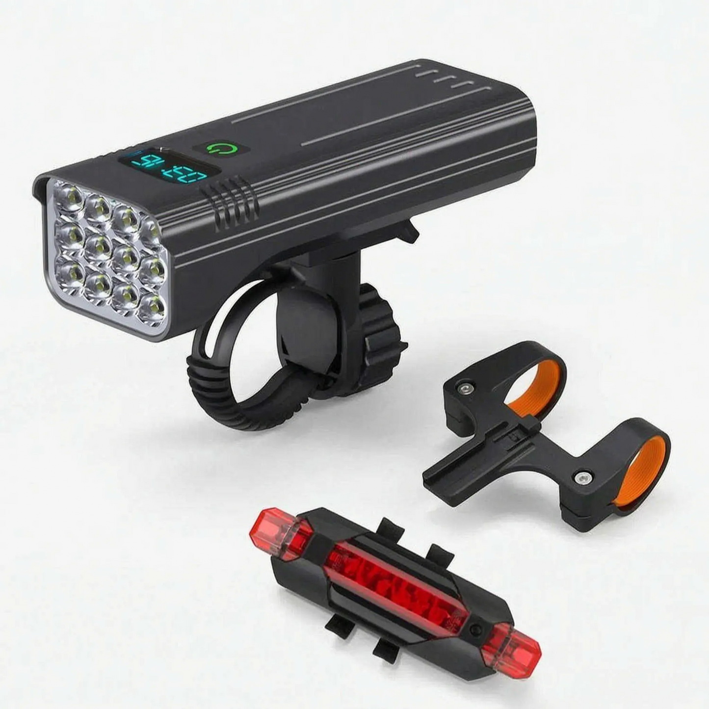 Fahrradlicht mit 12 LEDs, Digitalanzeige und 10.000-mAh-Akku mit Powerbank-Funktion – Ansicht 5