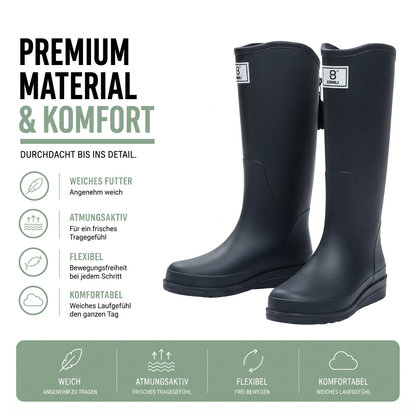 Regenstiefel Damen Halbhoch Wasserdicht Slip On aus PVC