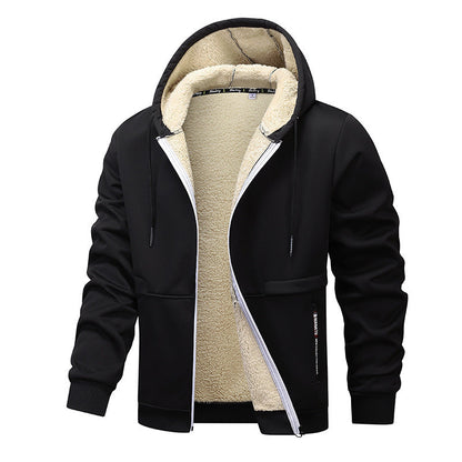 Kapuzenjacke Herren grau mit Sherpa-Futter und Zipper