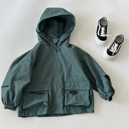 Regenjacke Kinder - wasserdicht mit Kapuze - Übergangsjacke Jungen
