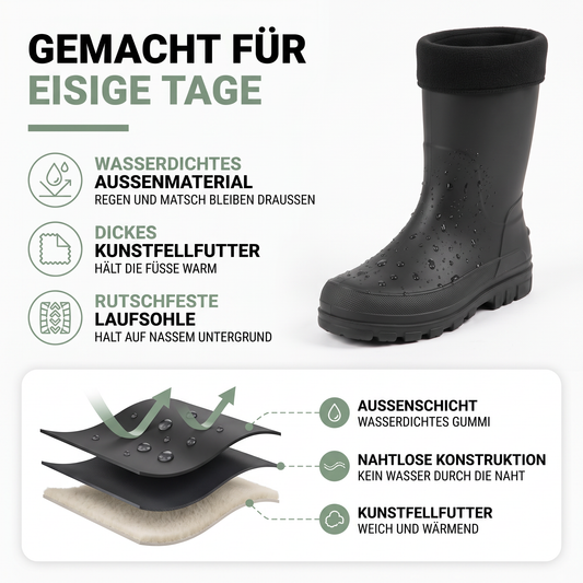 Regenstiefel Herren Wasserdicht & Isoliert Kunstfellfutter – wasserdicht und warm