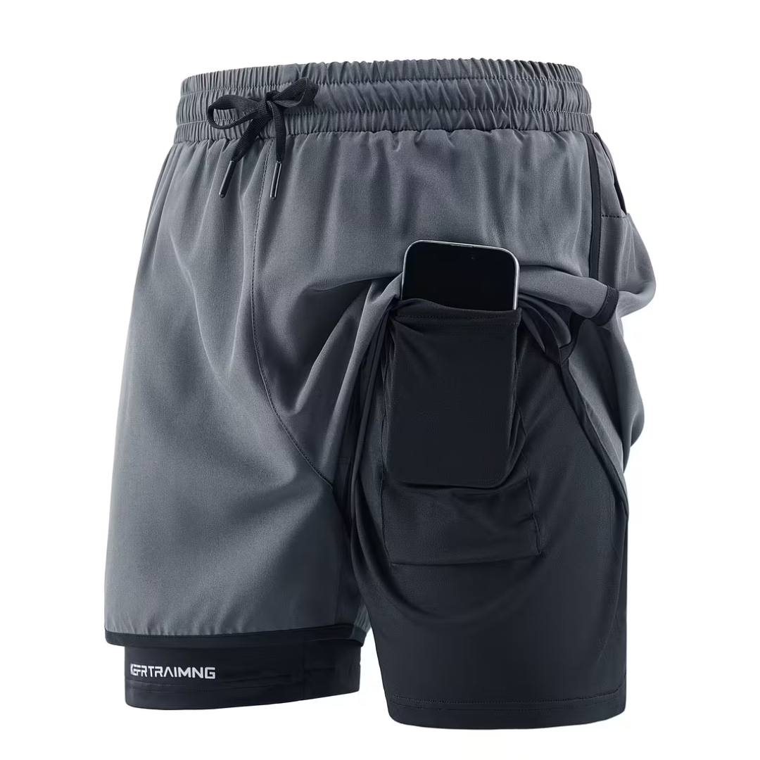 2-in-1 Herren Trainingsshorts – Integrierte Kompressions-Innenhose