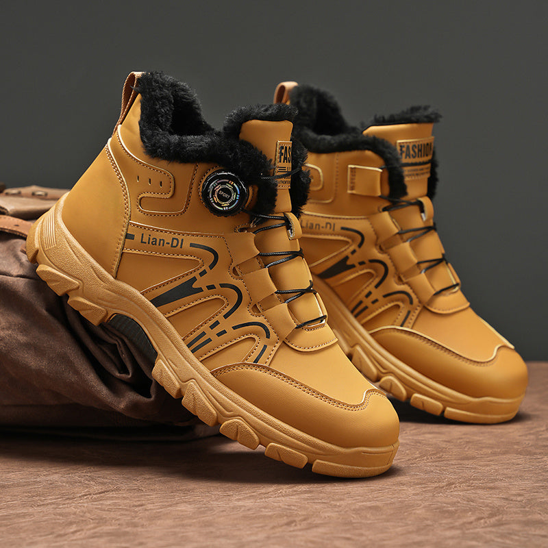 Khaki Sneaker-Boots mit dickem Plüschkragen, Detailansicht