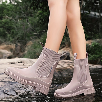 Gummistiefel Damen im Chelsea-Look - Wasserdicht - Rutschfeste Profilsohle