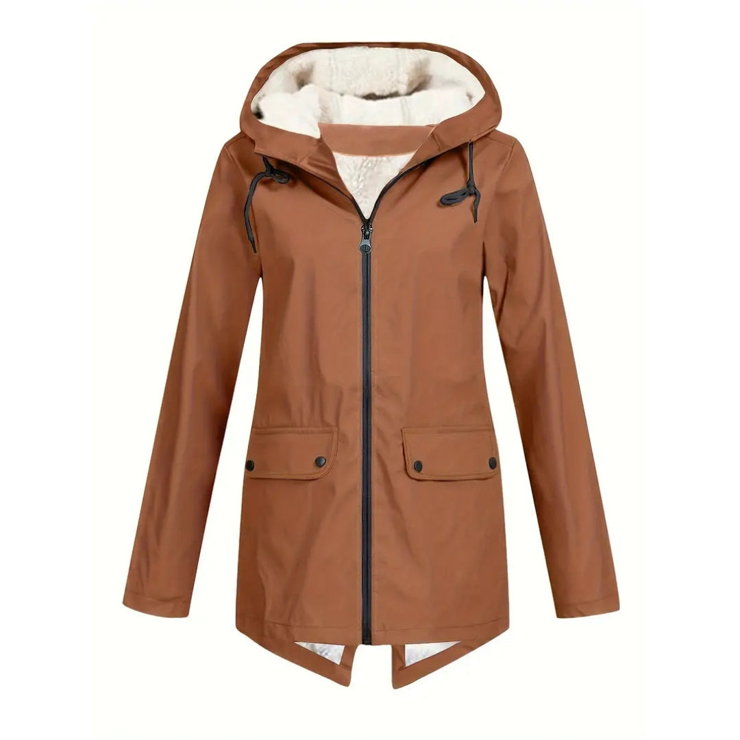 Übergangsjacke Damen - Regenjacke - Fleecegefüttert mit Kapuze
