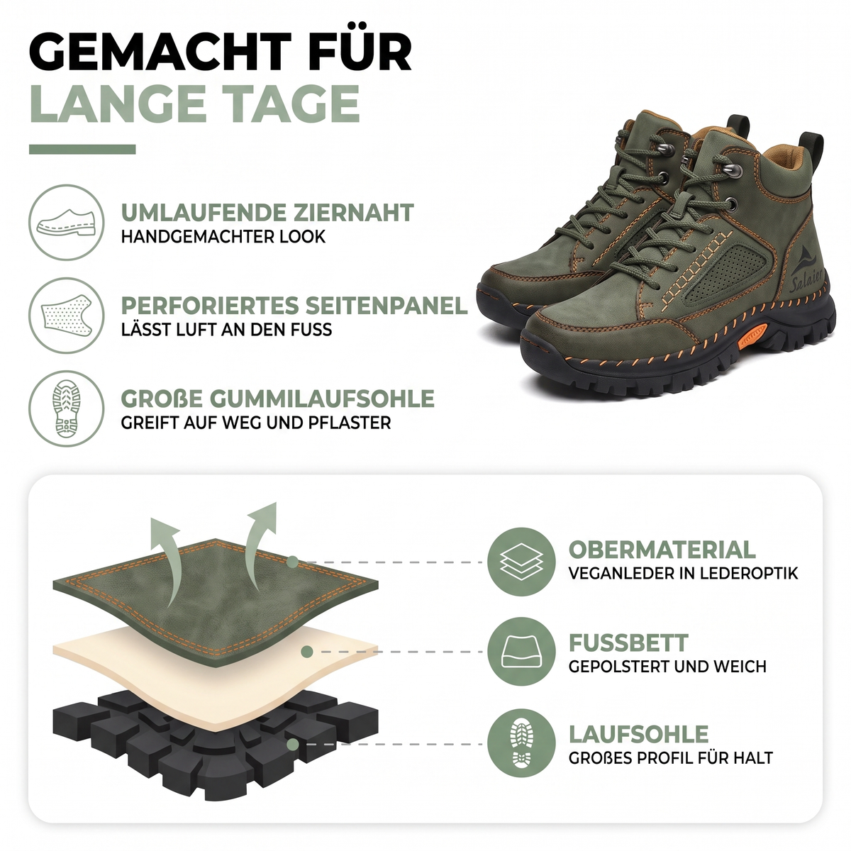 Boots Herren - Veganleder in Lederoptik - Profilsohle