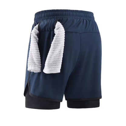 2-in-1 Herren Trainingsshorts – Integrierte Kompressions-Innenhose