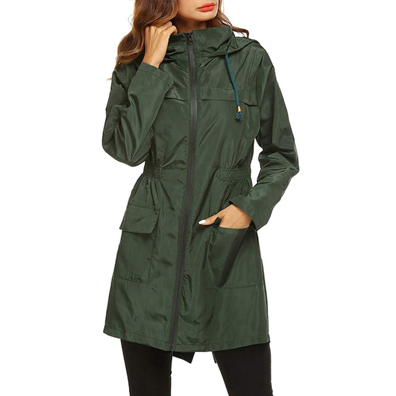 Regenjacke Damen - Wasserabweisend & Leicht - Tailliert mit Kapuze
