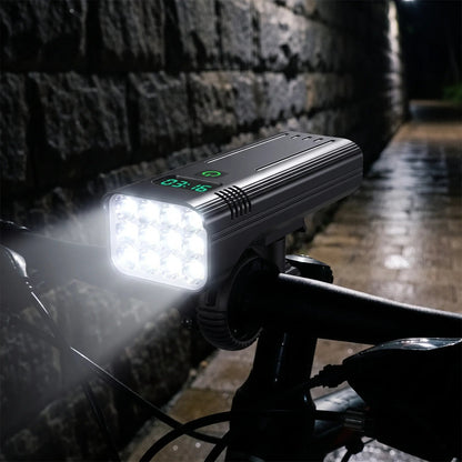Fahrradlicht mit 12 LEDs, Digitalanzeige und 10.000-mAh-Akku mit Powerbank-Funktion