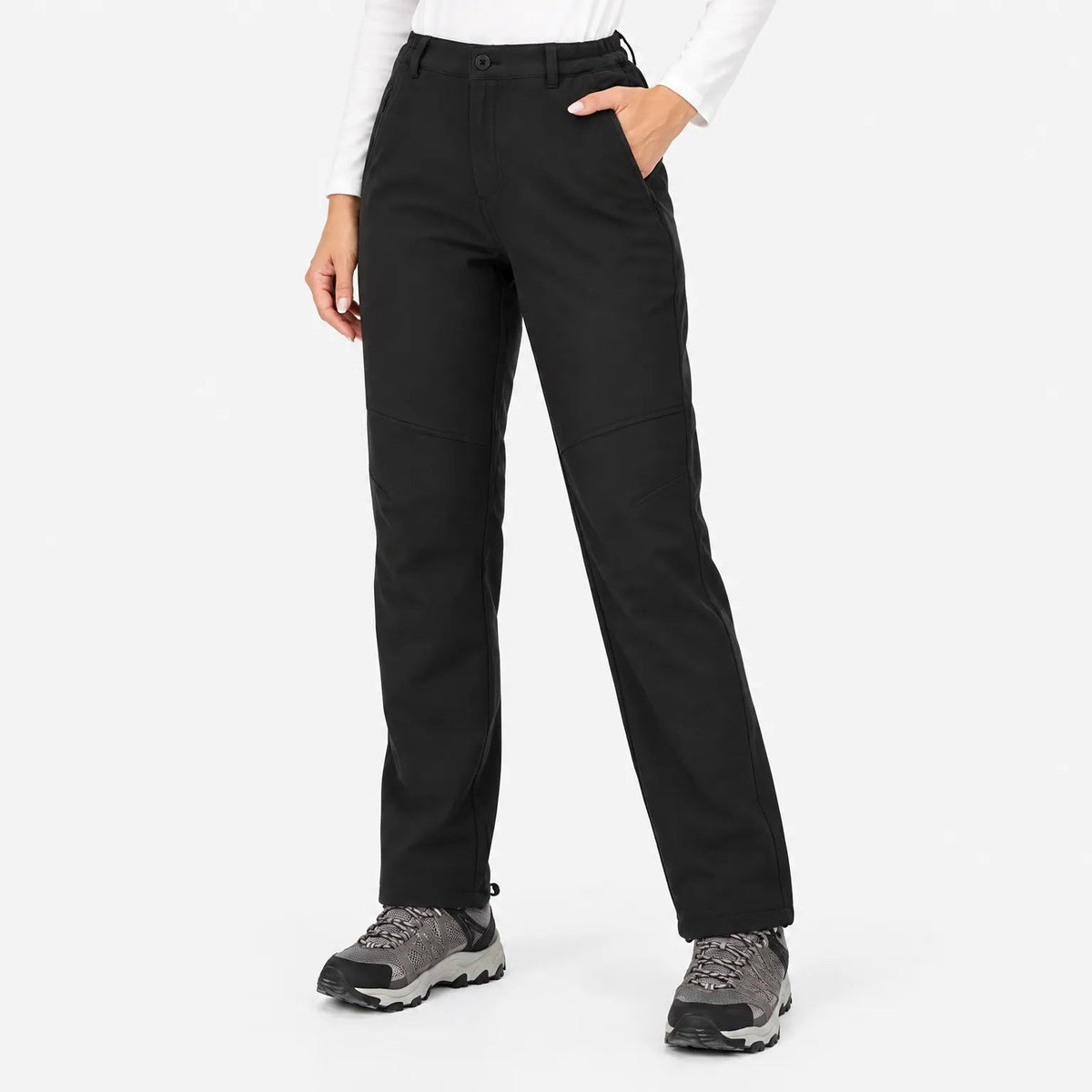 Winterwanderhose für Damen in Schwarz mit 3D-Schnitt und geradem, langem Bein
