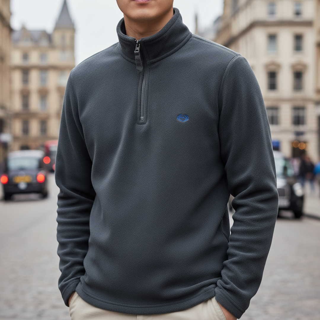 Half-Zip Fleecepullover – doppelseitiges Polar-Fleece – Stehkragen – Herren