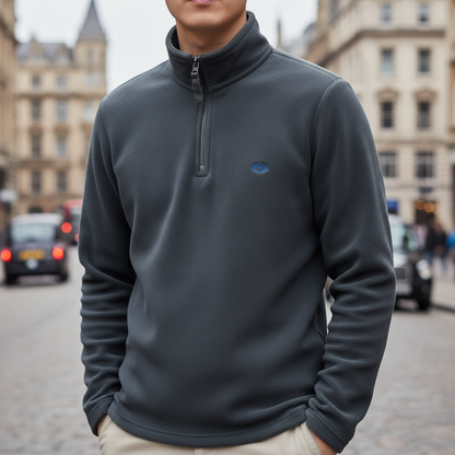 Half-Zip Fleecepullover – doppelseitiges Polar-Fleece – Stehkragen – Herren