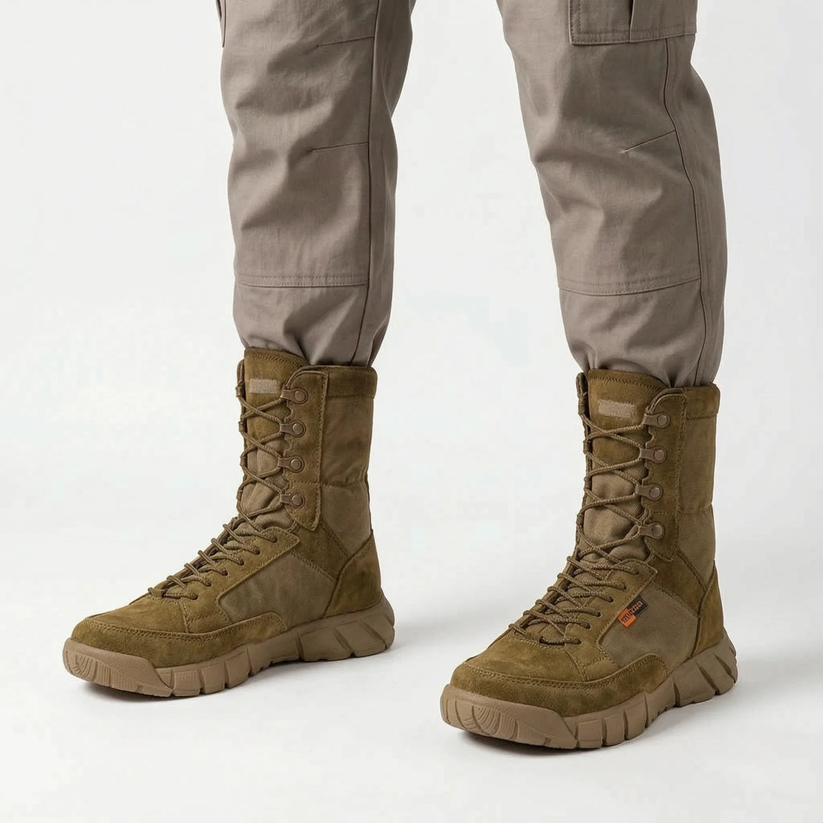 Outdoorstiefel Herren in Olivbraun aus Wildleder mit stoßdämpfender Zwischensohle