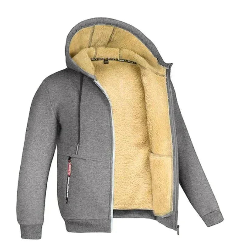 Kapuzenjacke Herren - Strickjacke mit Kapuze - Sherpa-Fleece-Futter