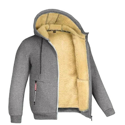 Kapuzenjacke Herren - Strickjacke mit Kapuze - Sherpa-Fleece-Futter
