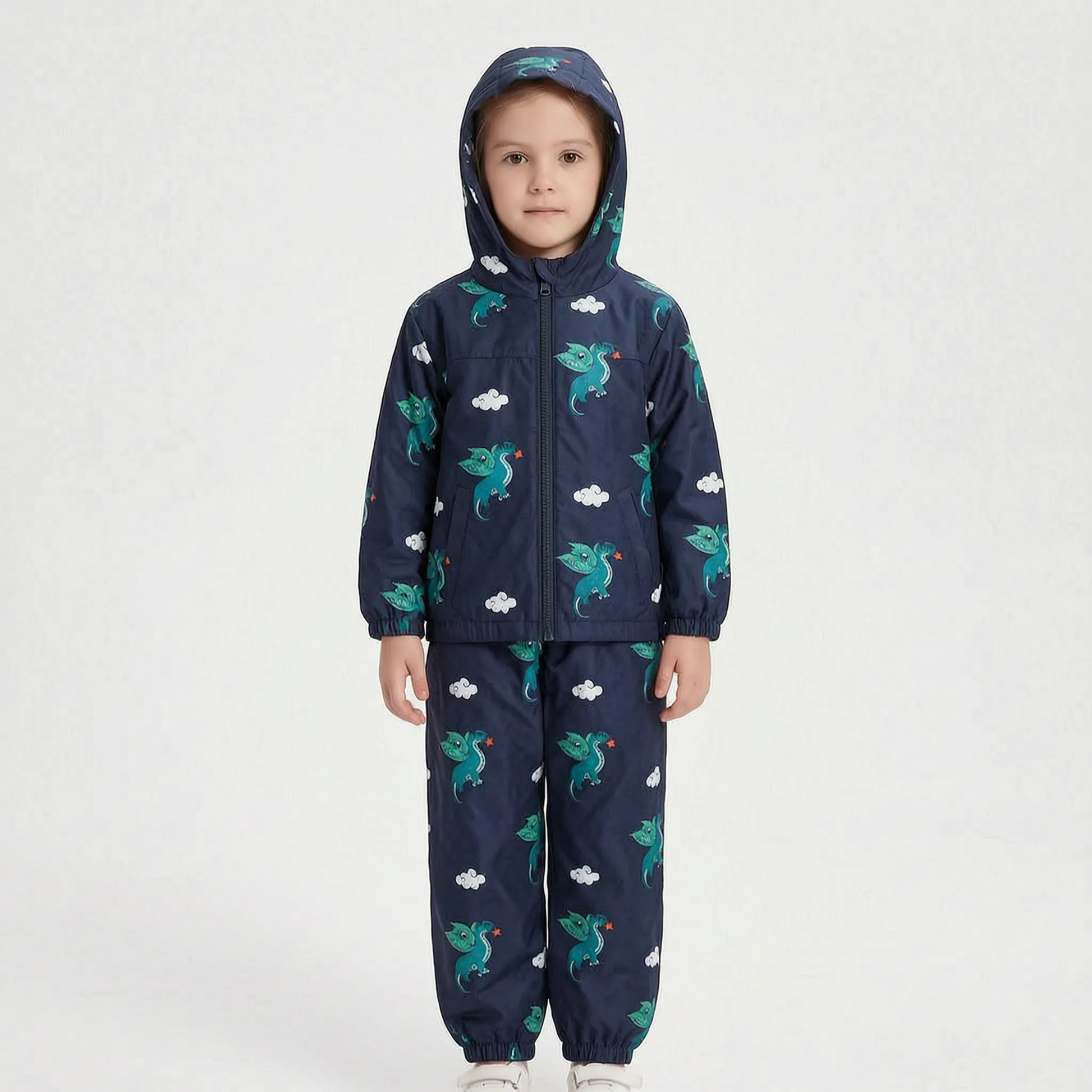 Zweiteiliges Kinder-Outdoorset aus Jacke und Hose mit Cartoon-Print – Ansicht 6