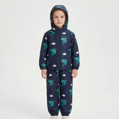 Zweiteiliges Kinder-Outdoorset aus Jacke und Hose mit Cartoon-Print – Ansicht 6