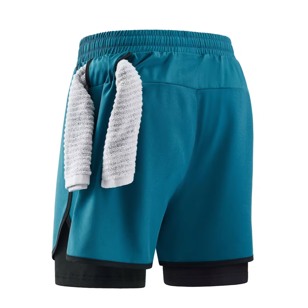 2-in-1 Herren Trainingsshorts – Integrierte Kompressions-Innenhose