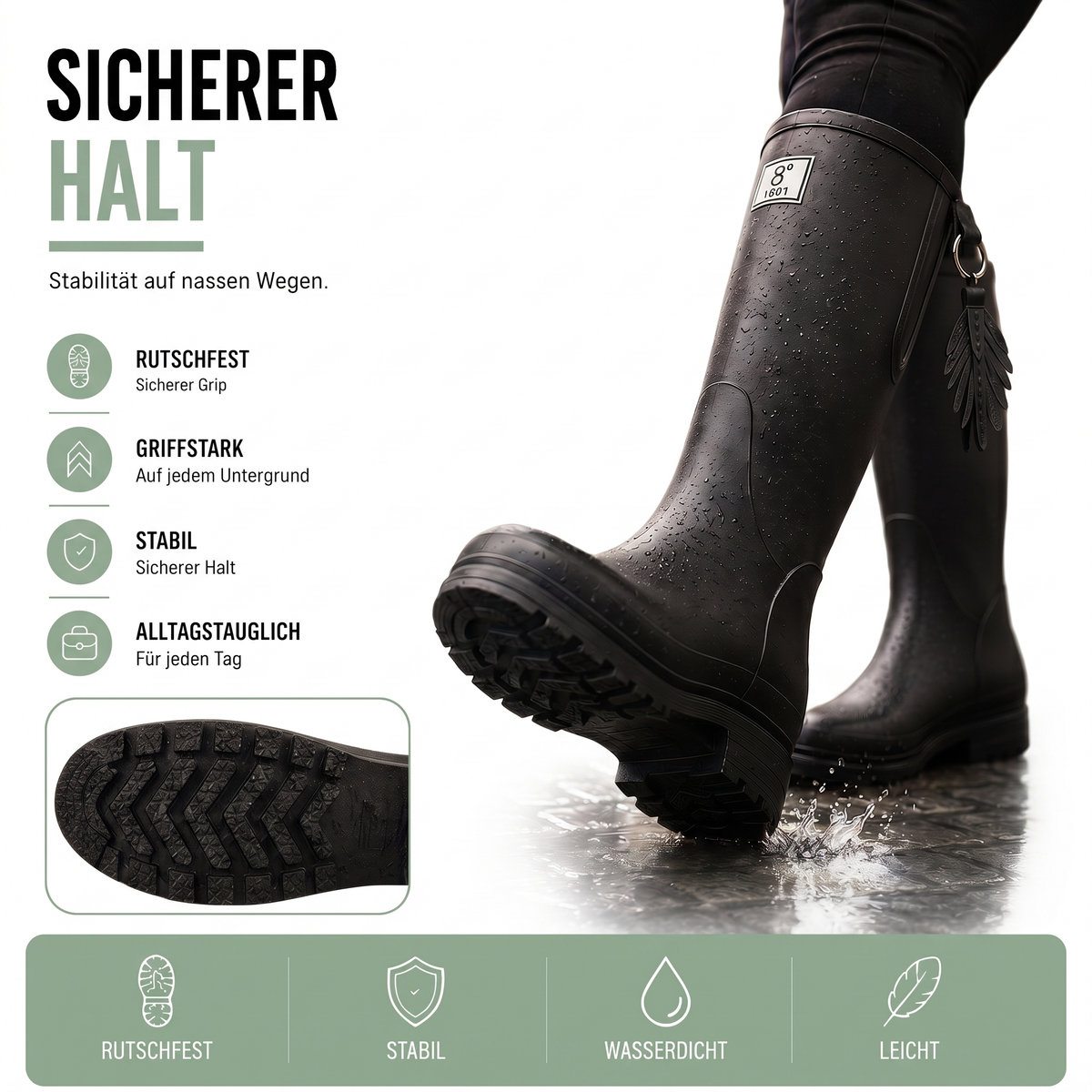 Regenstiefel Damen Halbhoch Wasserdicht Slip On aus PVC