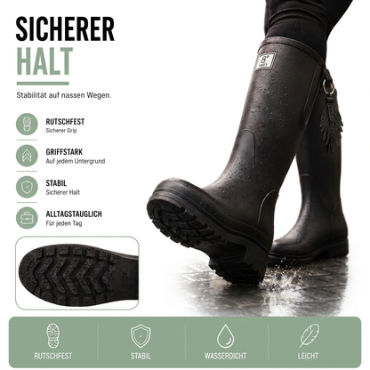 Regenstiefel Damen Halbhoch Wasserdicht Slip On aus PVC