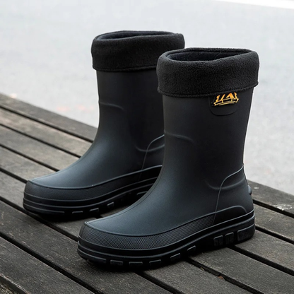 Regenstiefel Herren Wasserdicht & Isoliert Kunstfellfutter