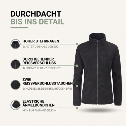 Übergangsjacke Damen - Weiches Fleece mit Stehkragen - Zwei Reißverschlusstaschen
