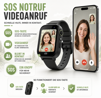 Kinder-Smartwatch mit Standortfunktion, Videoanruf & SOS – SafeTrack Watch