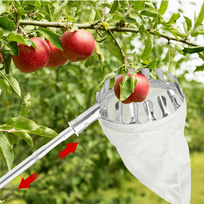 Apfelpflücker mit Teleskopstange 400 cm - Obstpflücker mit 4 Enden