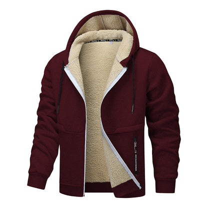 Kapuzenjacke Herren grau mit Sherpa-Futter und Zipper