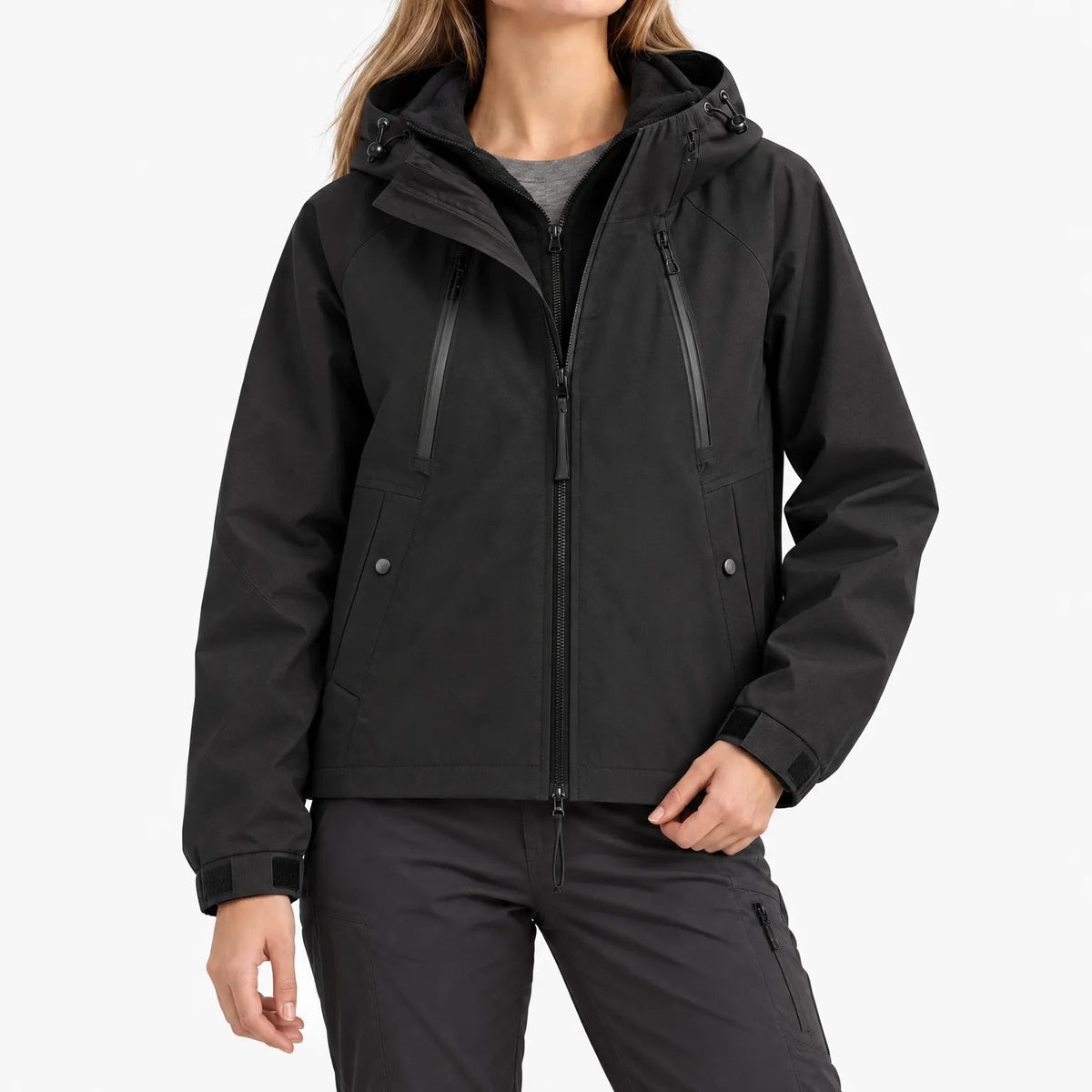 3-in-1 Jacke Damen in Anthrazit mit hohem Kragen und Innenteil unter der Außenjacke