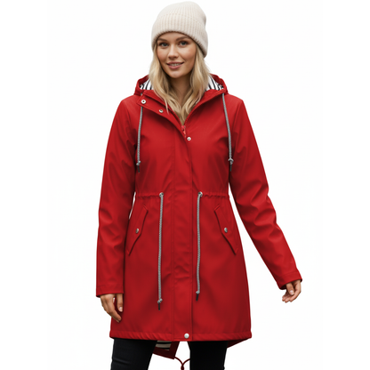 Regenmantel Damen Lang - Übergangsjacke mit Kapuze, bis 5XL