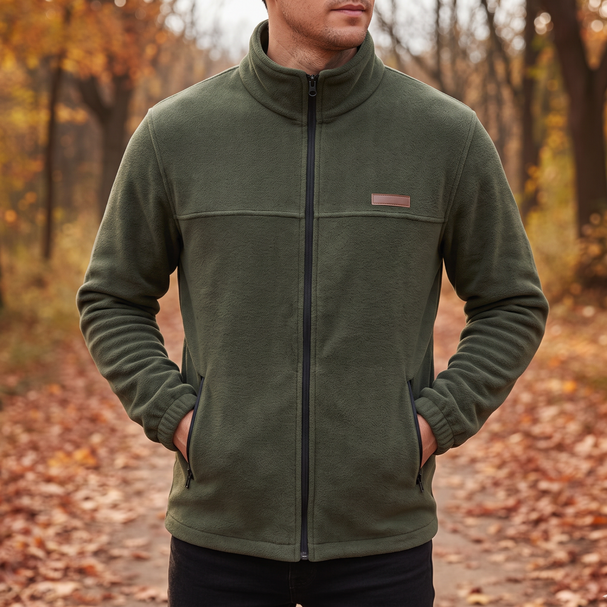 Fleecejacke Herren - Stehkragen - warme Outdoor-Jacke