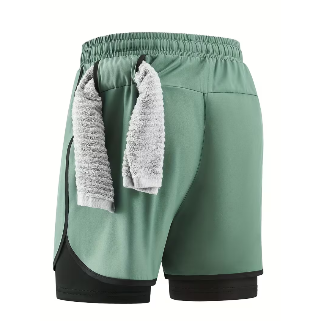 2-in-1 Herren Trainingsshorts – Integrierte Kompressions-Innenhose