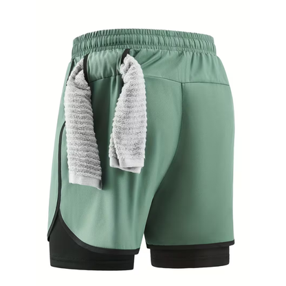 2-in-1 Herren Trainingsshorts – Integrierte Kompressions-Innenhose