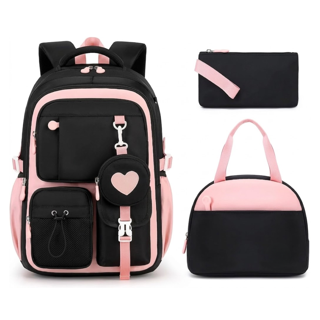Schulrucksack für Mädchen - 3in1-Set - für Laptop 15,6"