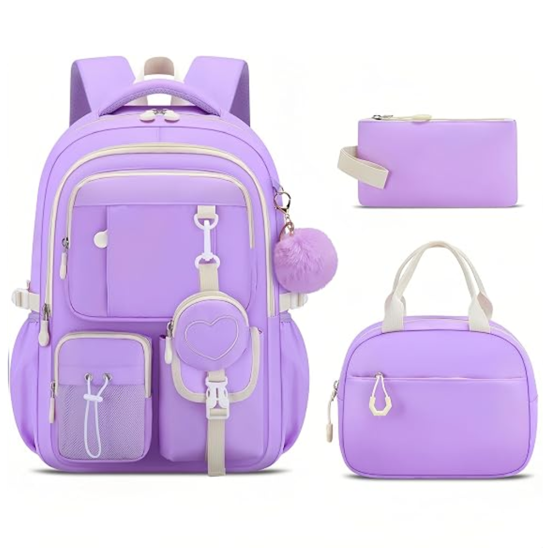 Schulrucksack für Mädchen - 3in1-Set - für Laptop 15,6"
