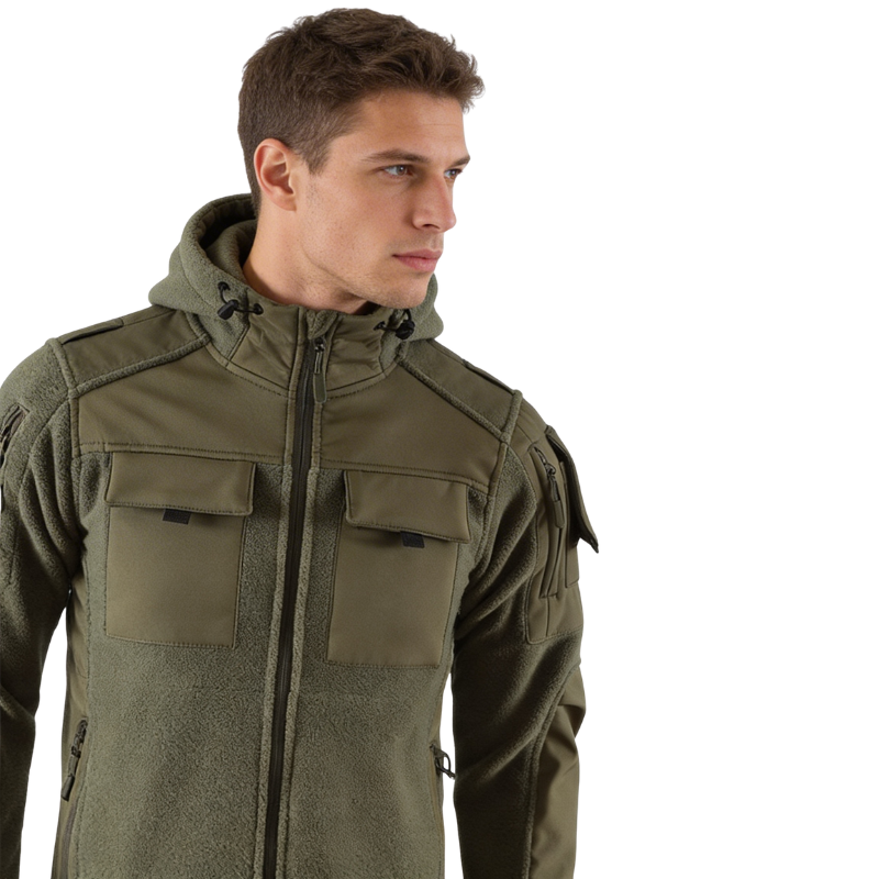 Fleecejacke Herren - Taktisch mit Kapuze - Camouflage & Uni