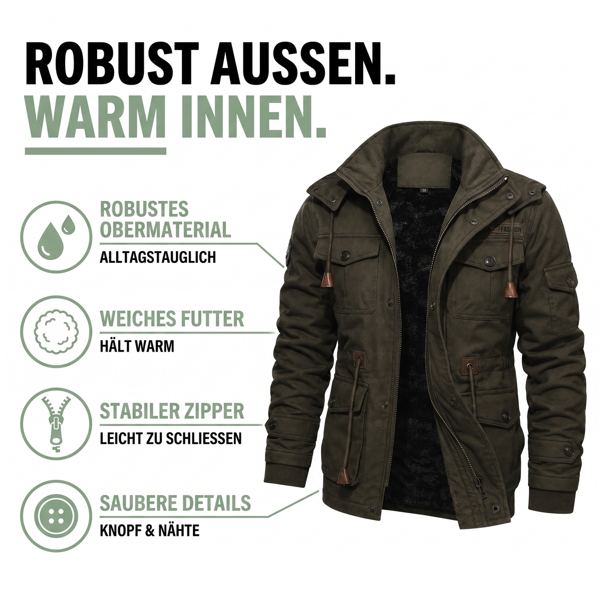 Übergangsjacke Herren - Wasserdicht & Winddicht - Multitaschen