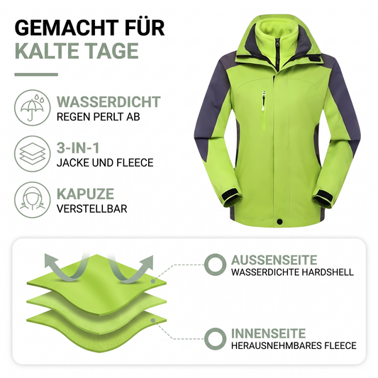 3-in-1 Jacke Damen - wasserdicht - mit herausnehmbarem Fleece