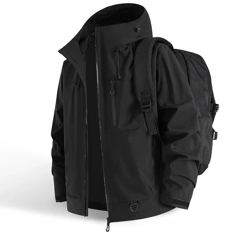 Wasserabweisende Outdoorjacke mit Kapuze und drei Reißverschlusstaschen – Ansicht 14