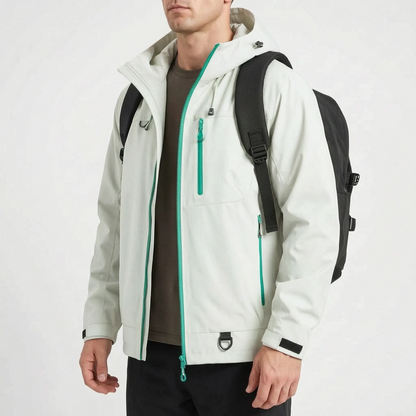 Wasserabweisende Outdoorjacke mit Kapuze und drei Reißverschlusstaschen – Ansicht 9