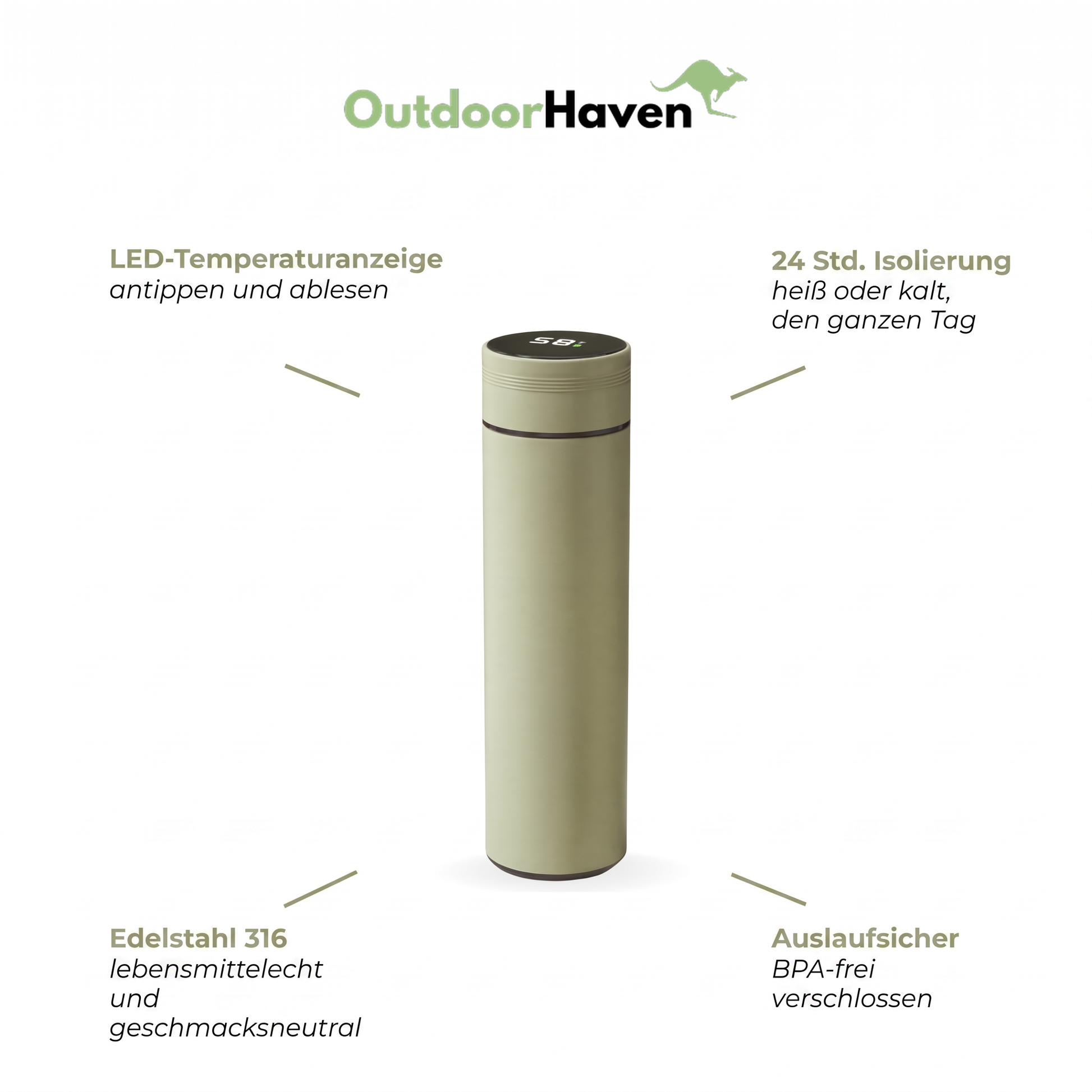 Thermosflasche – Thermosflasche 500 ml mit LED-Temperaturanzeige