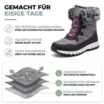 Schneestiefel Damen Knöchelhoch Wasserdicht & Isoliert Schnürung – wasserdicht und warm