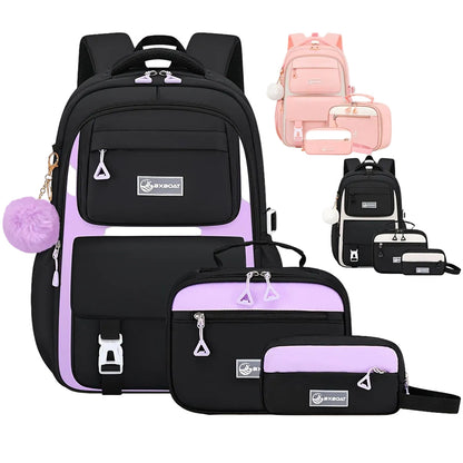Schulrucksack - 3in1-Set - mit USB-Anschluss