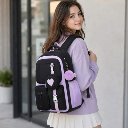 Schulrucksack für Mädchen - 3in1-Set - für Laptop 15,6"