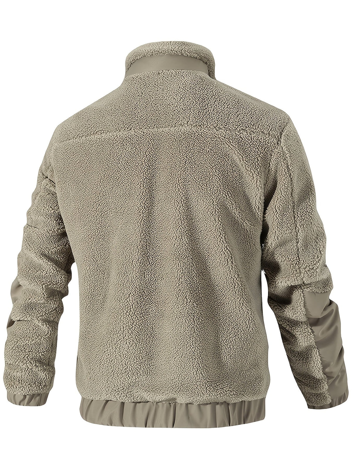 Sherpajacke in Taupe von hinten